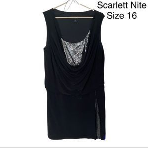 NWT Scarlett Nite Black & Silver Sleeveless Party Dress Size 16